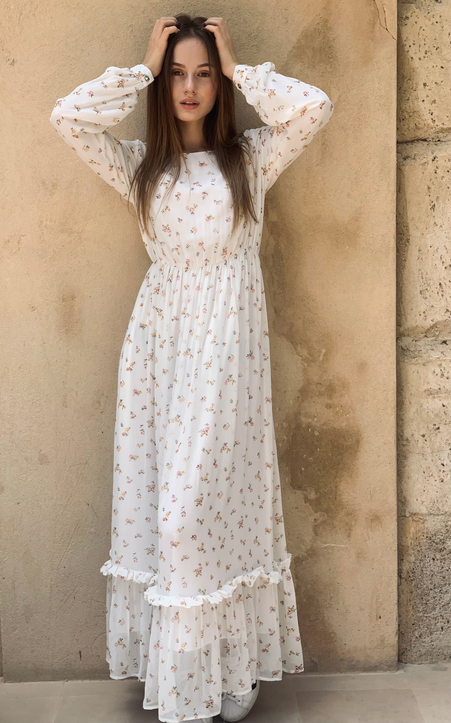 Spring White Floral Maxi Dress – tahool